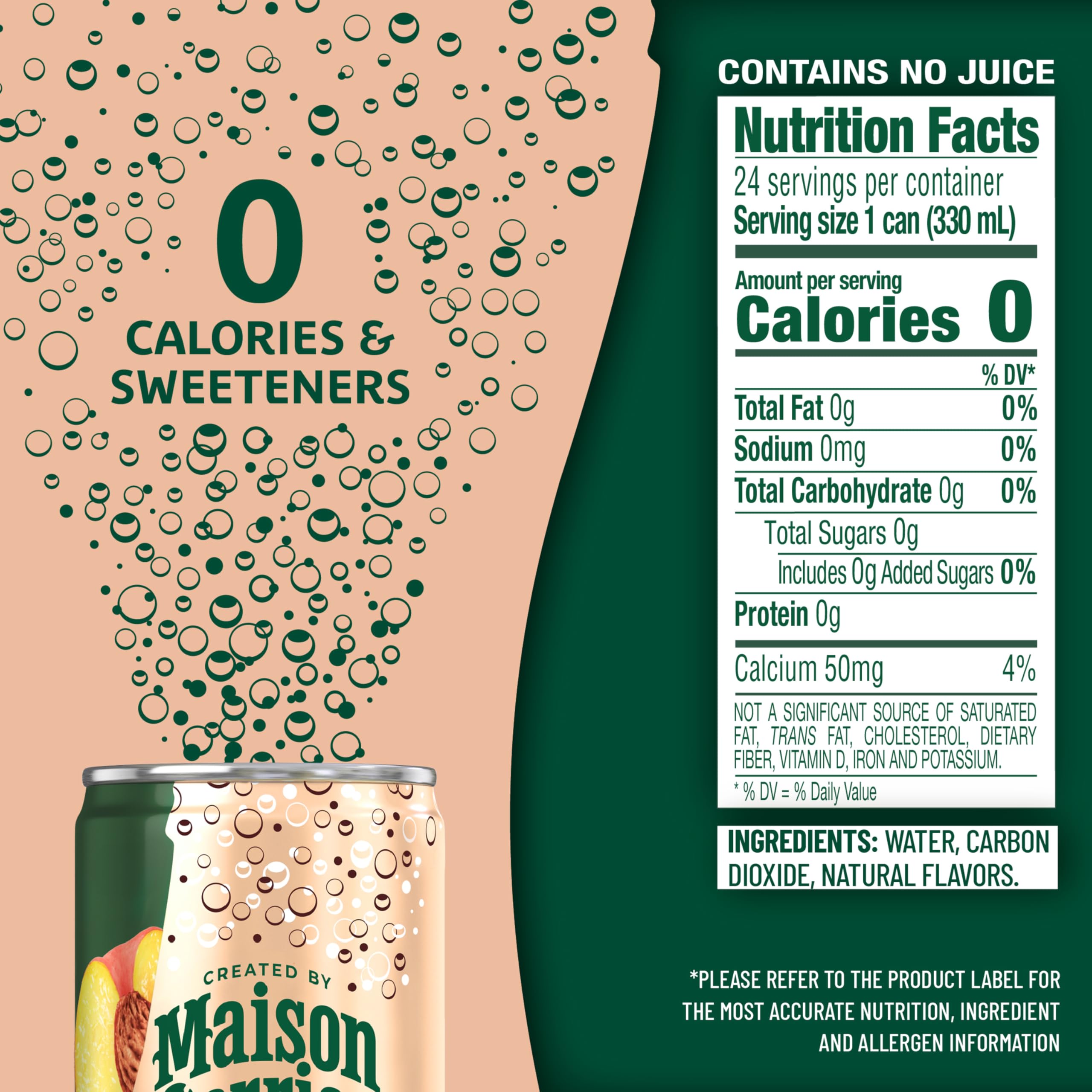 Maison Perrier Forever Peach pack shot shows convenient three-pack for on-the-go refreshment.