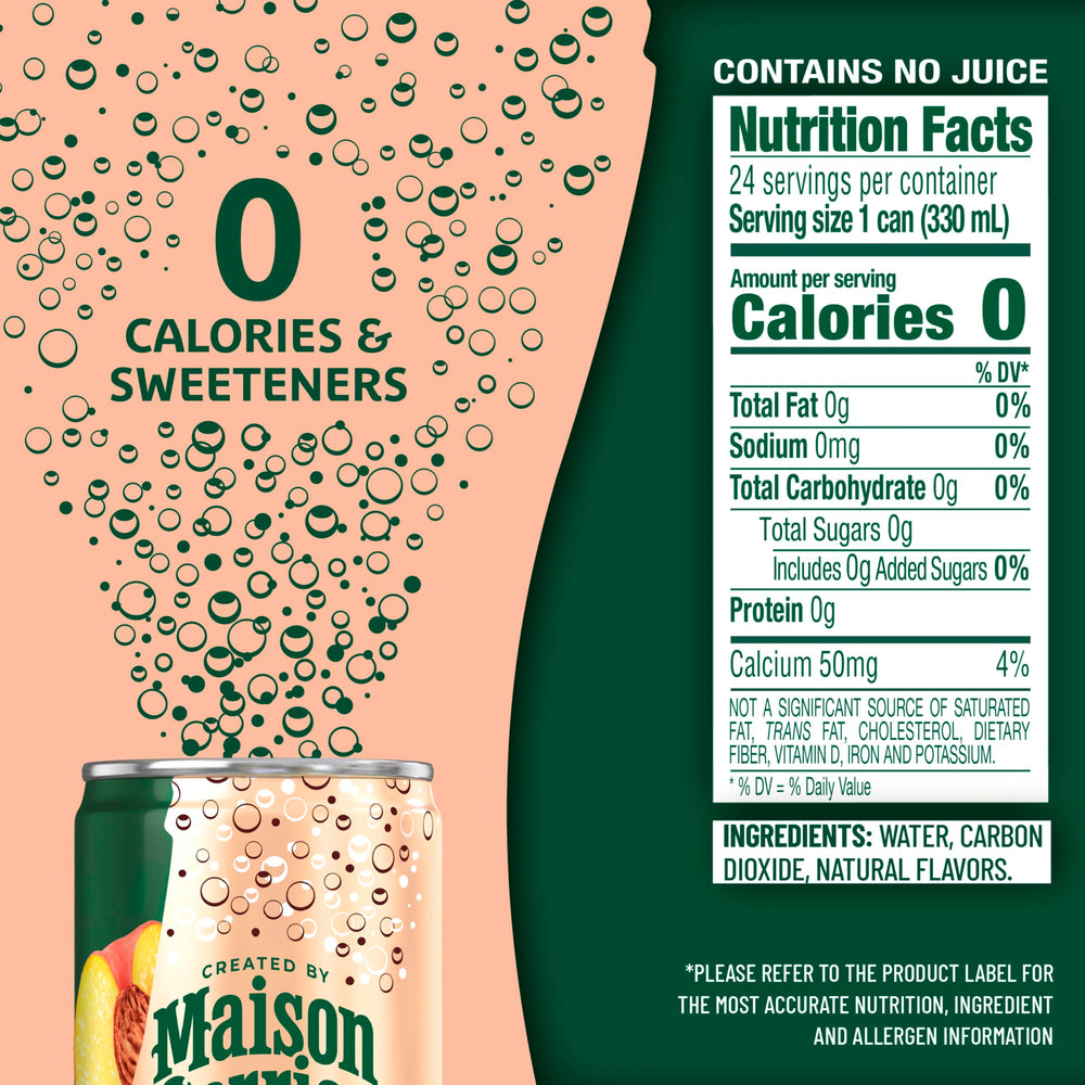 Maison Perrier Forever Peach pack shot shows convenient three-pack for on-the-go refreshment.