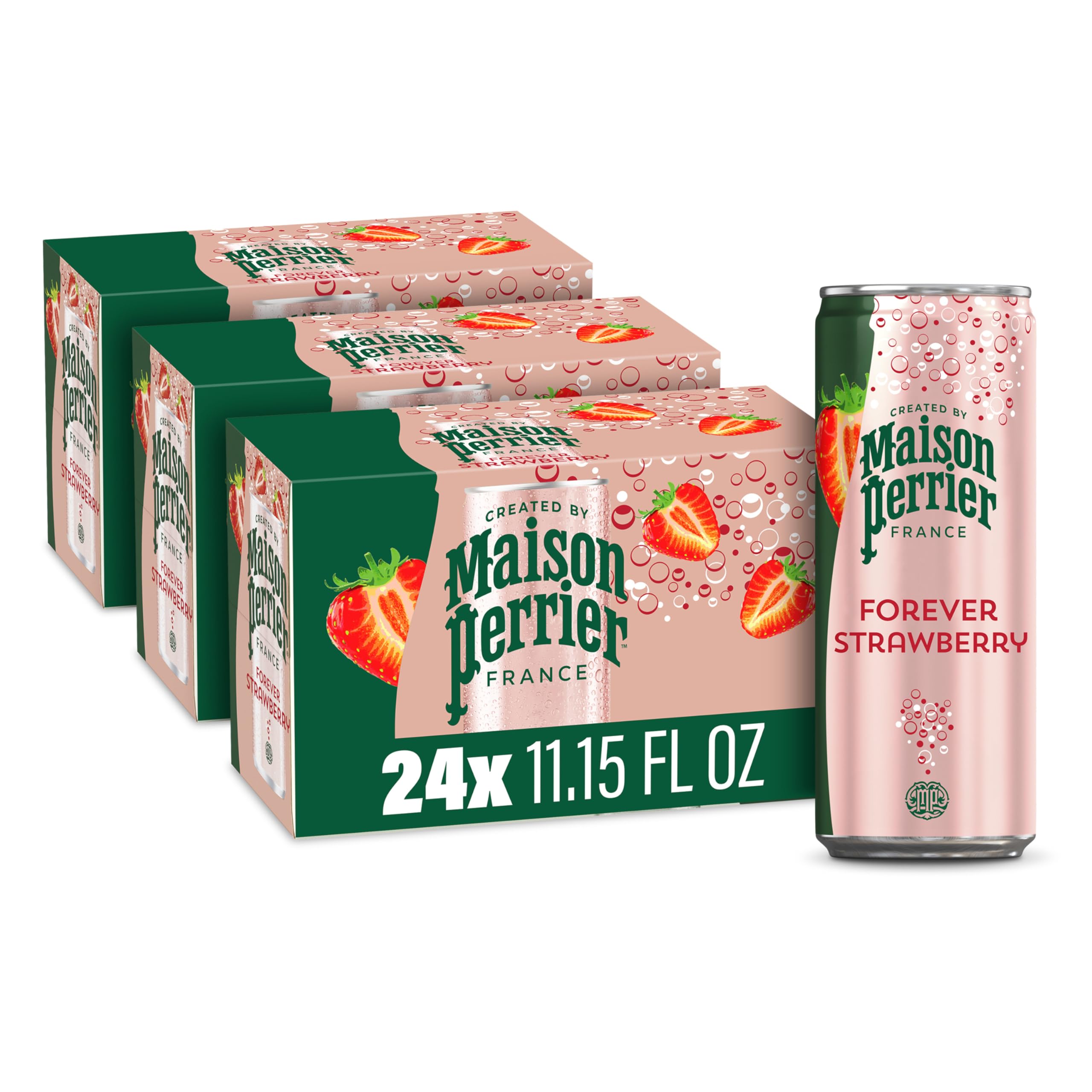 Maison Perrier Forever Strawberry can with crisp bubbles for a zero-calorie refresher
