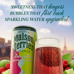 Close-up of Maison Perrier French Kiss bubbles emphasizes bright raspberry-lime notes.