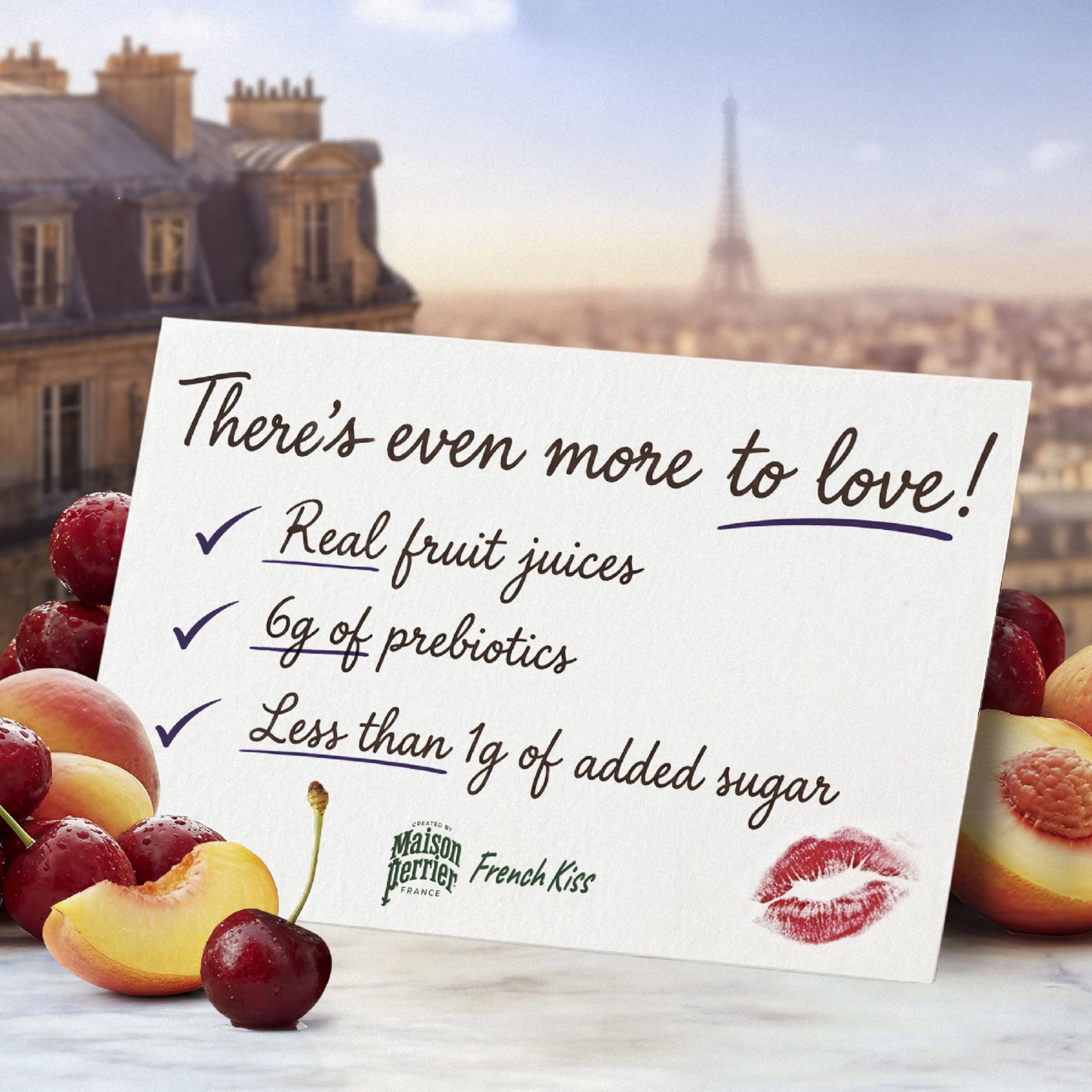 Maison Perrier French Kiss midday-refresh scene with sparkling bubbles and fruit notes
