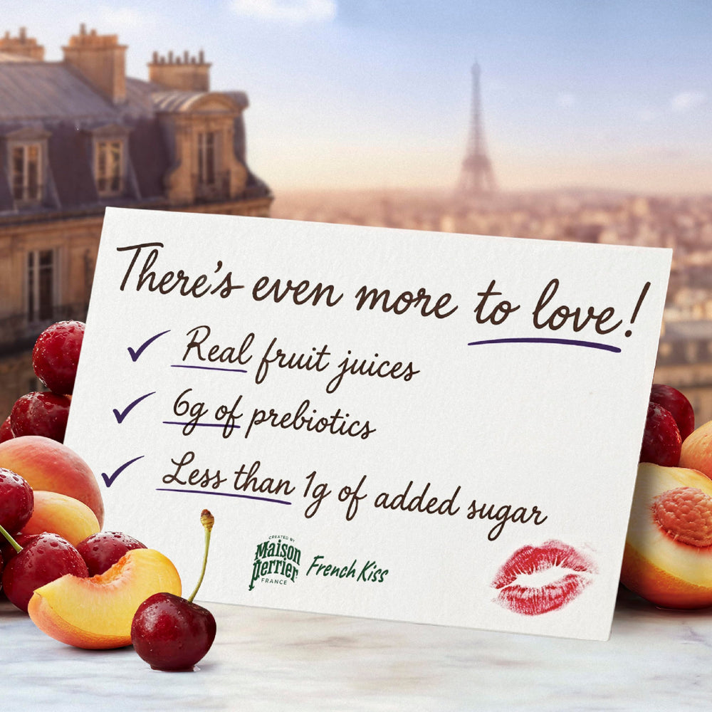 Maison Perrier French Kiss midday-refresh scene with sparkling bubbles and fruit notes
