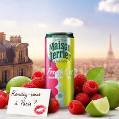 Pouring glass of Maison Perrier French Kiss releases crisp bubbles and fruity aroma.
