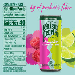 Maison Perrier French Kiss raspberry-lime can showcases sparkling flavor with subtle sweetness.