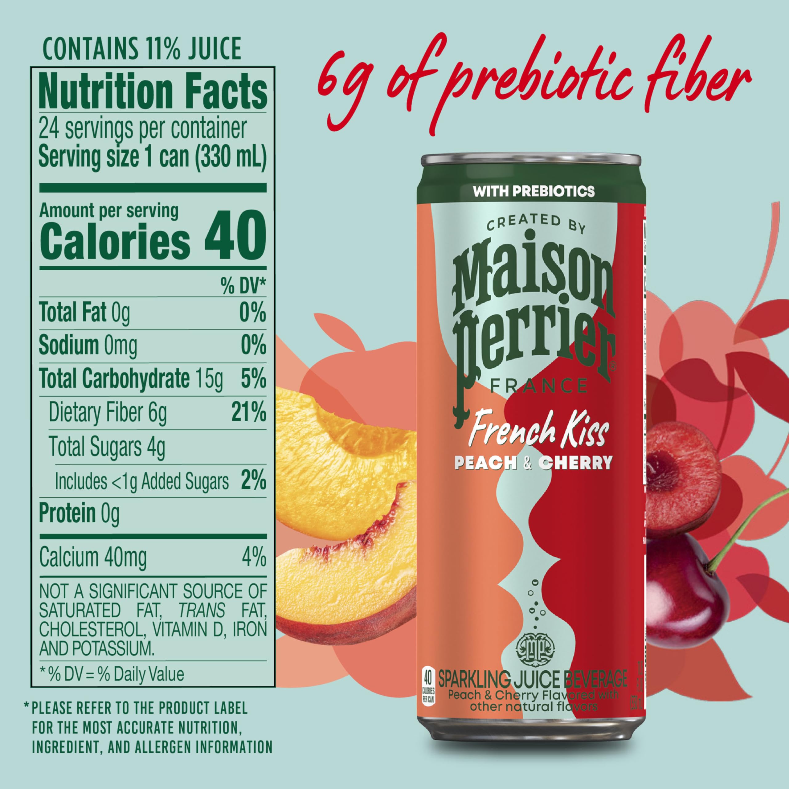 Maison Perrier French Kiss real-fruit-juice bottle showcasing vibrant fruit flavors