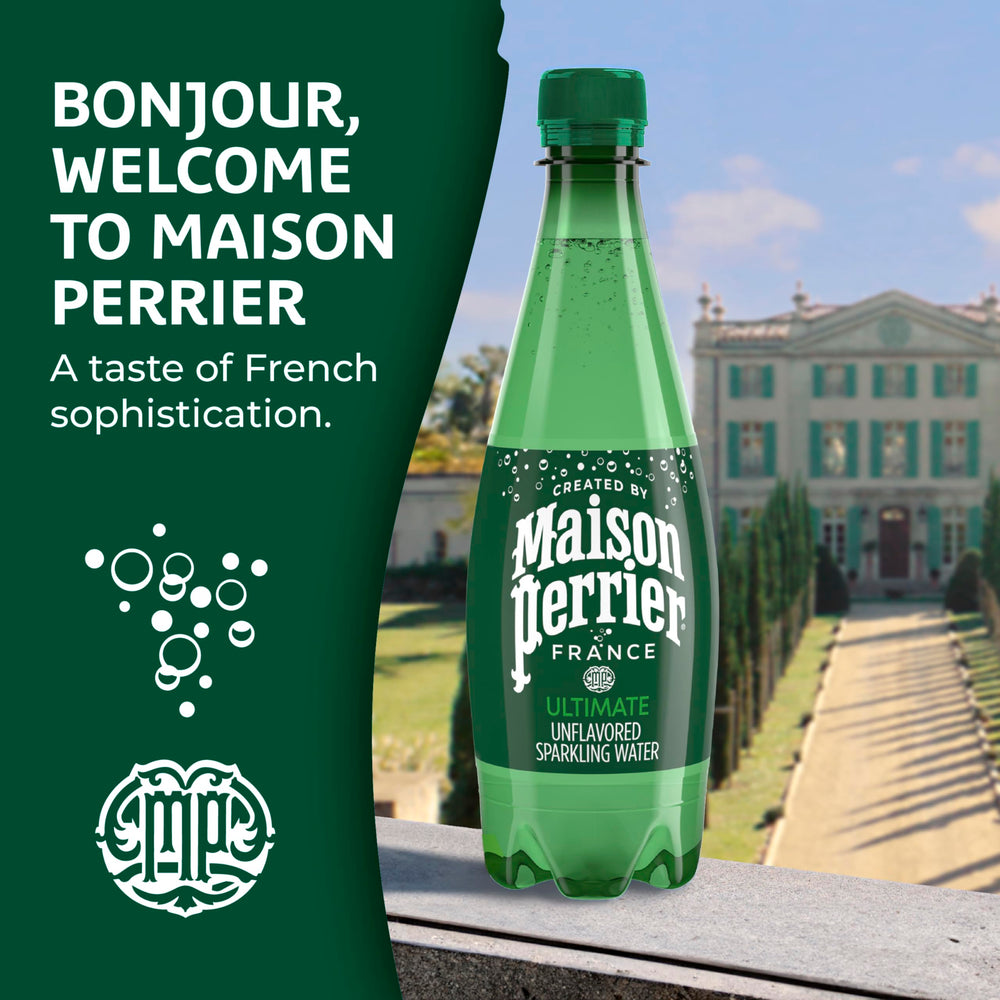 Maison Perrier on-the-go bottle in hand, ideal for busy days and quick hydration