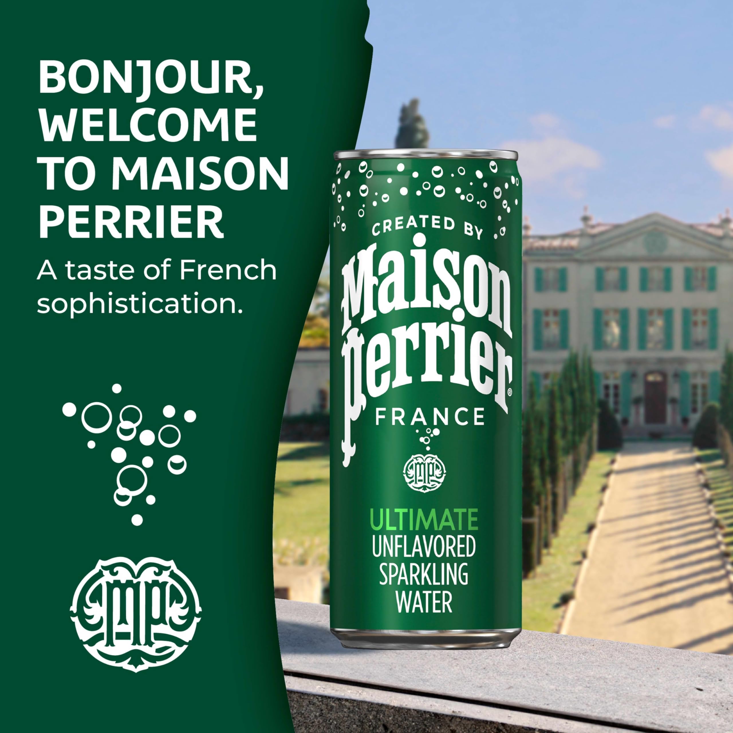 Maison Perrier Ultimate Sparkling Water label design signaling premium taste
