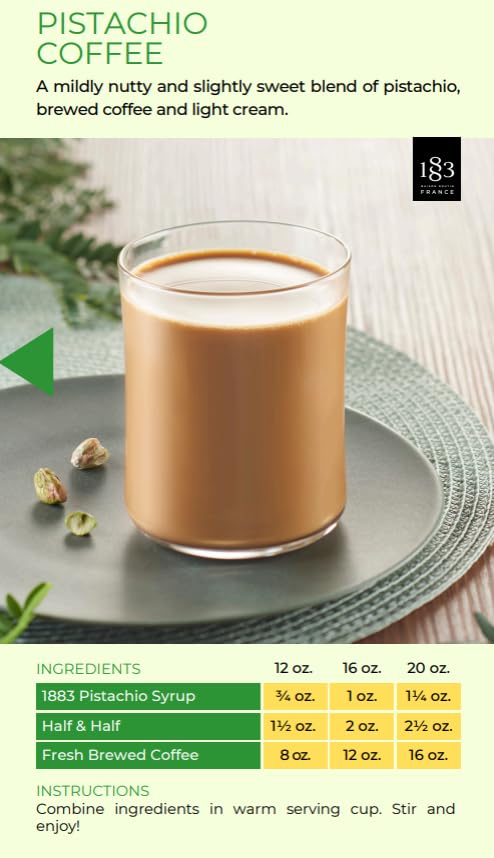 1883 Pistachio Syrup cocktail mix for depth and balanced sweetness.