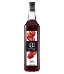1883 Maison Routin strawberry syrup bottle adds pure French flavor to drinks.