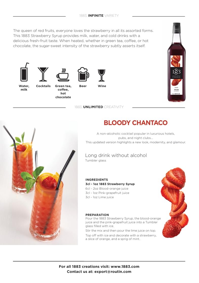 1883 strawberry syrup adds glossy strawberry drizzle to desserts.