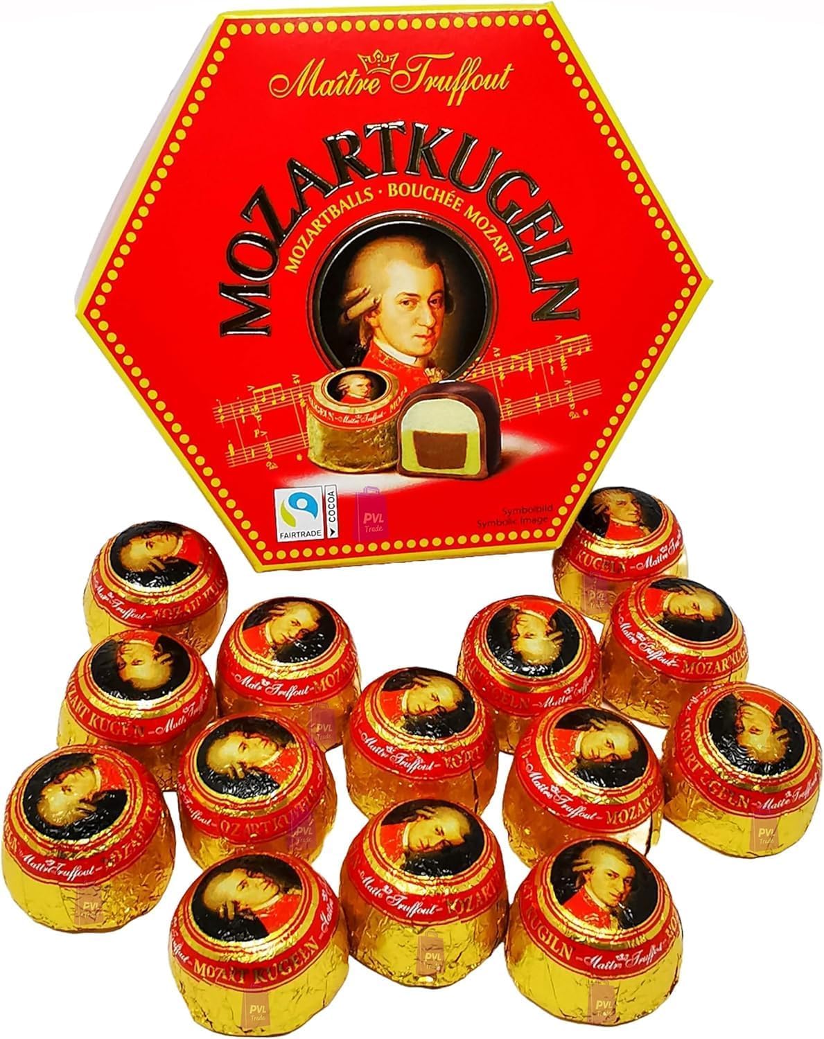 Maître Truffout Mozart balls in a 300g box, premium chocolate treat.