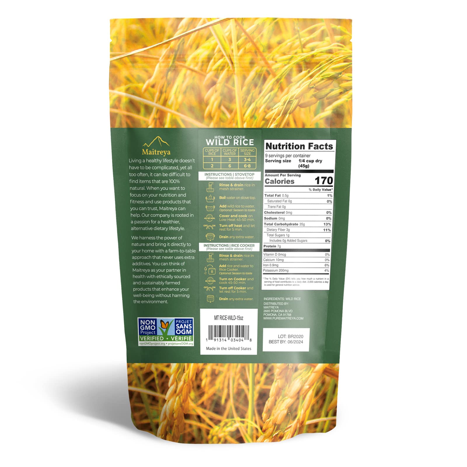 MAITREYA wild rice cooked in a bowl, ready to pair with proteins.