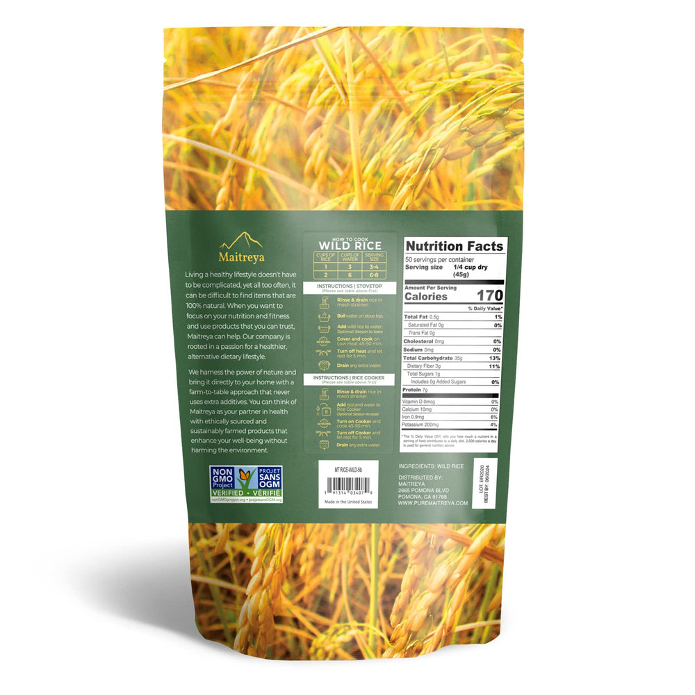 MAITREYA Wild Rice nutty texture showcases rich flavor for salads and sides.