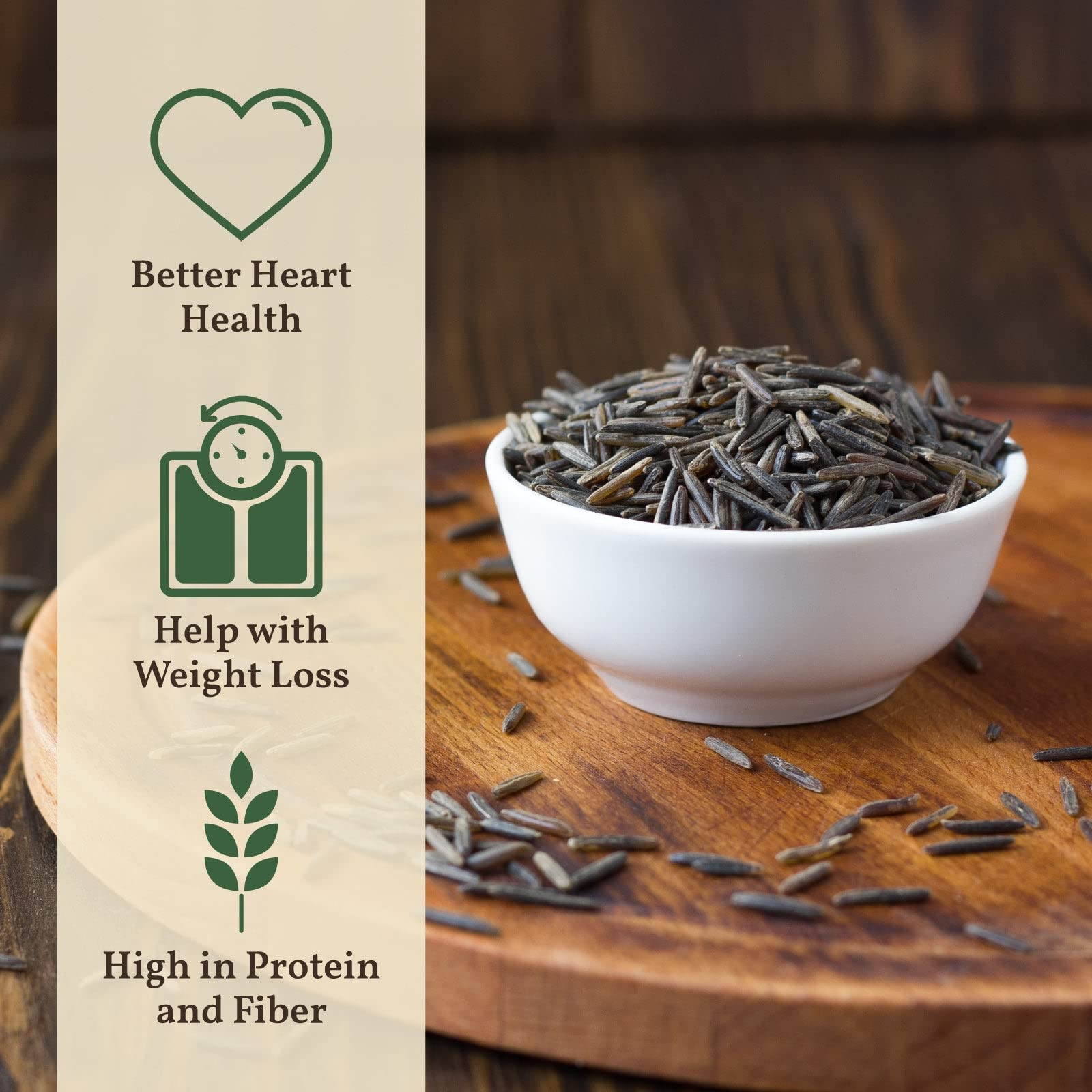 MAITREYA Wild Rice salad bowl image highlights heart-healthy, gluten-free options.