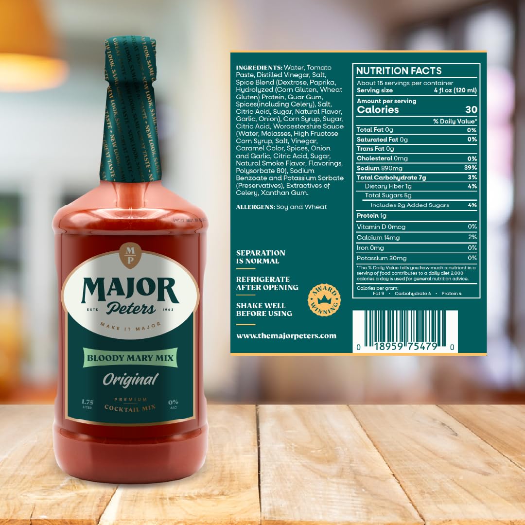 Major Peters' Bloody Mary glass ready to serve for classic or twist cocktails.