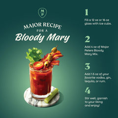 Major Peters' ingredients display highlights all-natural components for freshness.
