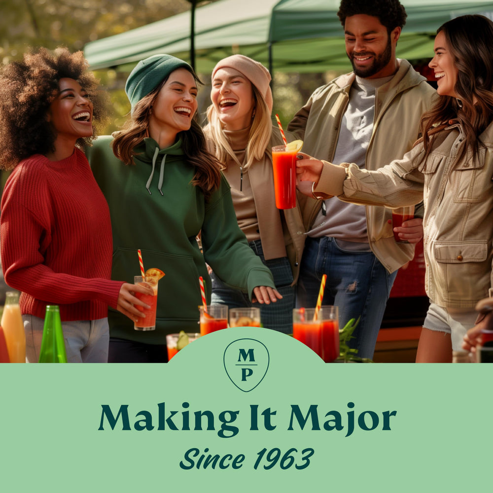 Major Peters' pour action captures easy-to-use mix for quick cocktails.