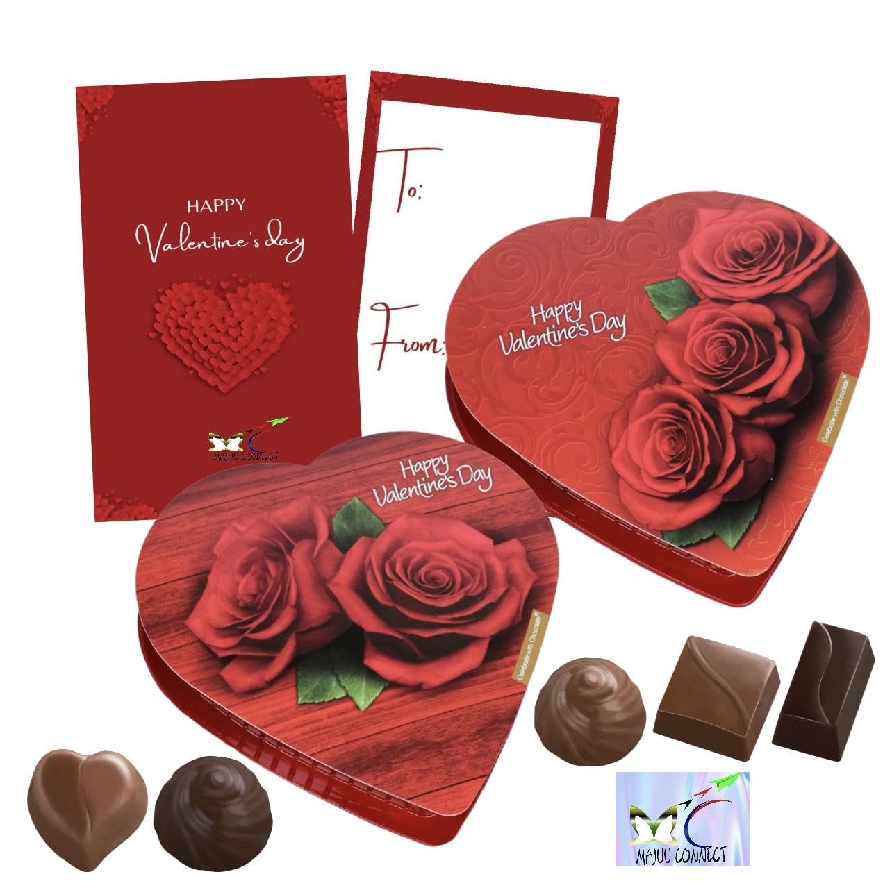 MAJUU CONNECT Elmer chocolates heart box classic design, ideal Valentine gift.