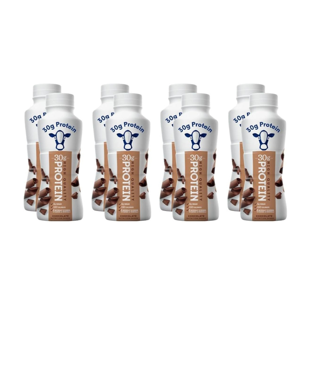 Generic chocolate high protein shake glass serving ideal for athletes