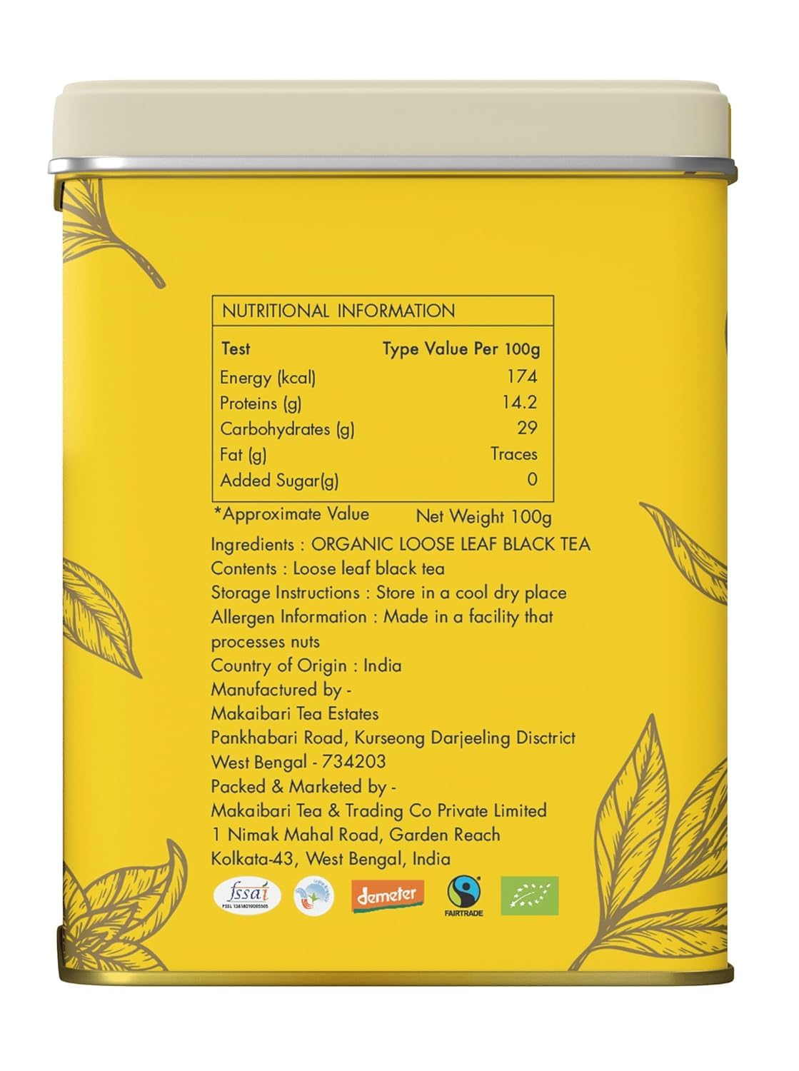 Makaibari Himalayan Spring dry leaves with peachy fragrance and bright floral notes.
