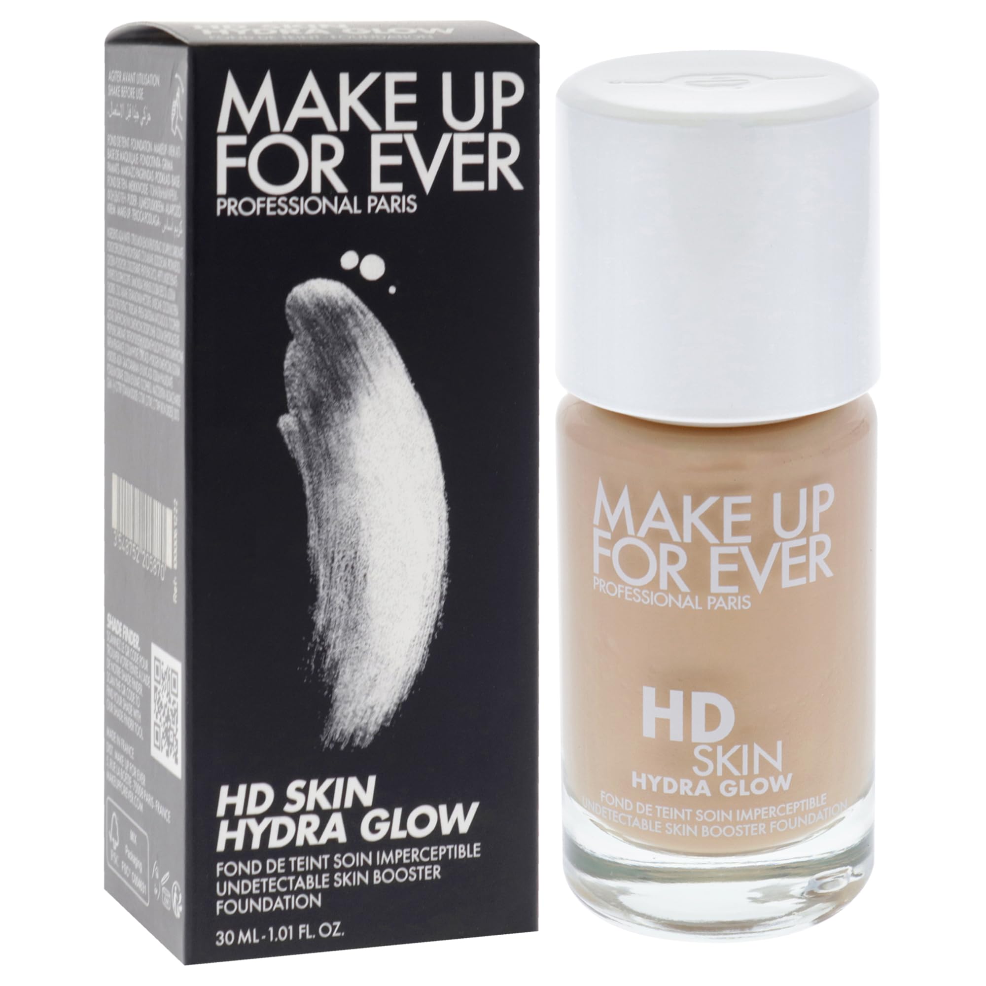 Make Up For Ever HD Skin Hydra Glow swatches—2N22 Nude for warm natural tone.