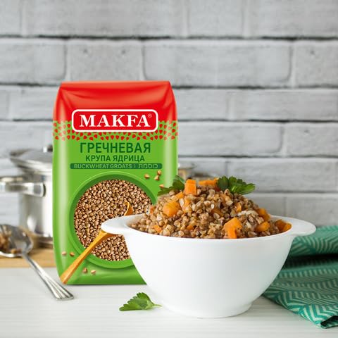 Makfa buckwheat groats label shows kosher and non-GMO status