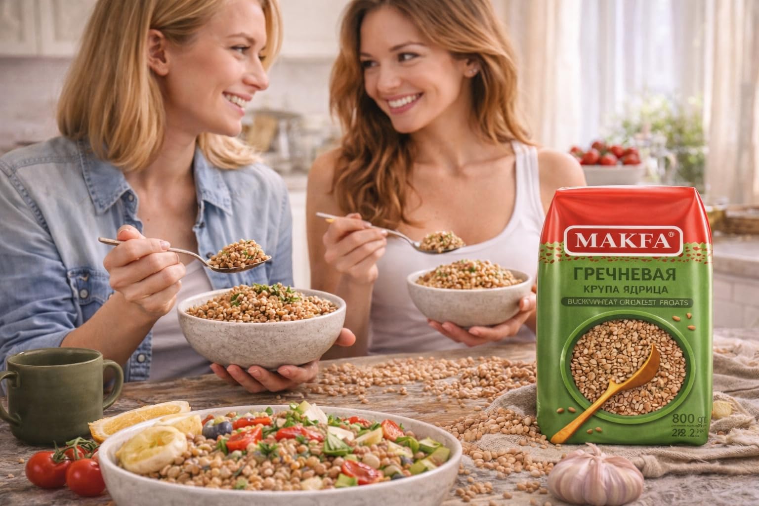 Makfa buckwheat groats nutty aroma close-up highlights natural flavor