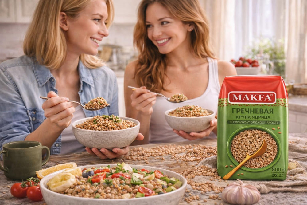 Makfa buckwheat groats nutty aroma close-up highlights natural flavor