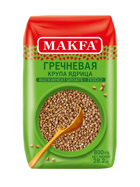 Makfa buckwheat groats raw texture close-up showing glossy kernels and hearty whole grain
