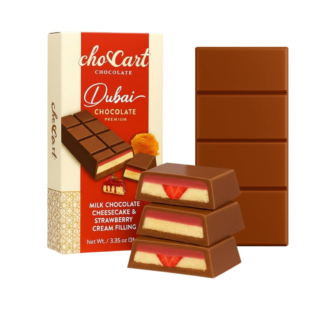 Makro Food ChocCart Dubai bar 3 pack wrapped, ideal for gifting or sharing.