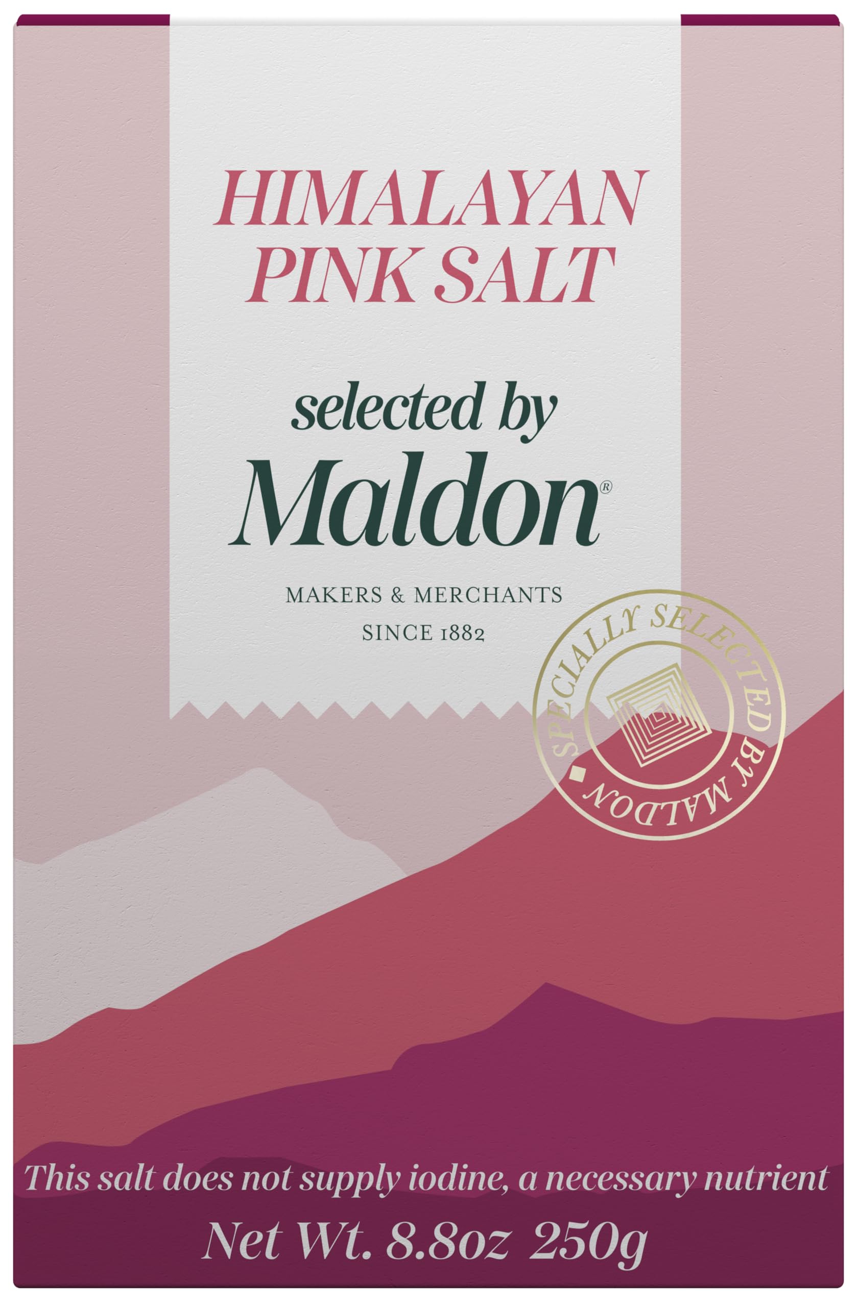 Maldon Himalayan pink salt 8.8 oz bottle adds premium flavor to dishes