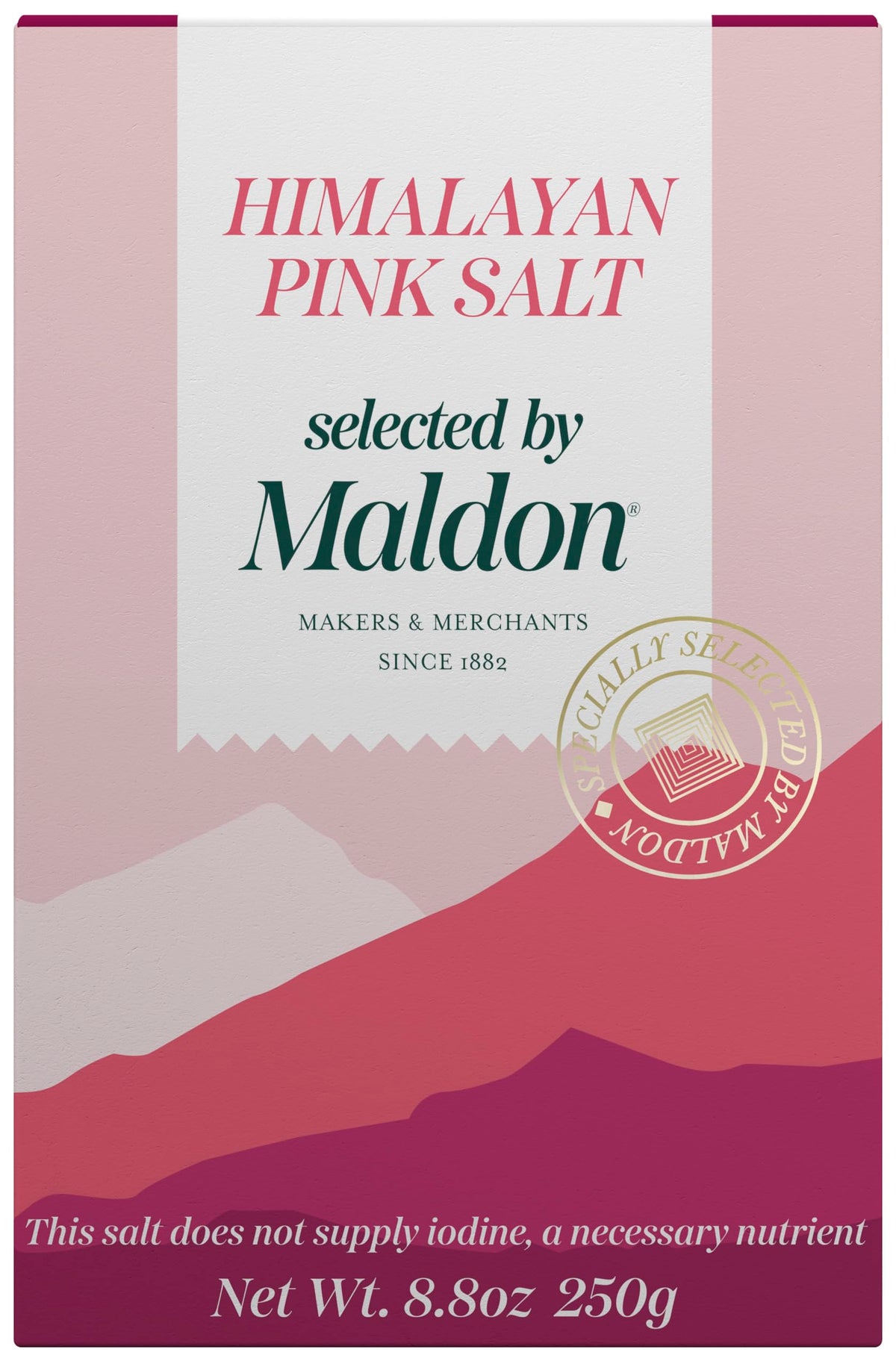Maldon Himalayan pink salt 8.8 oz bottle adds premium flavor to dishes