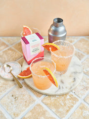 Pink salt from Maldon used as a cocktail garnish for color