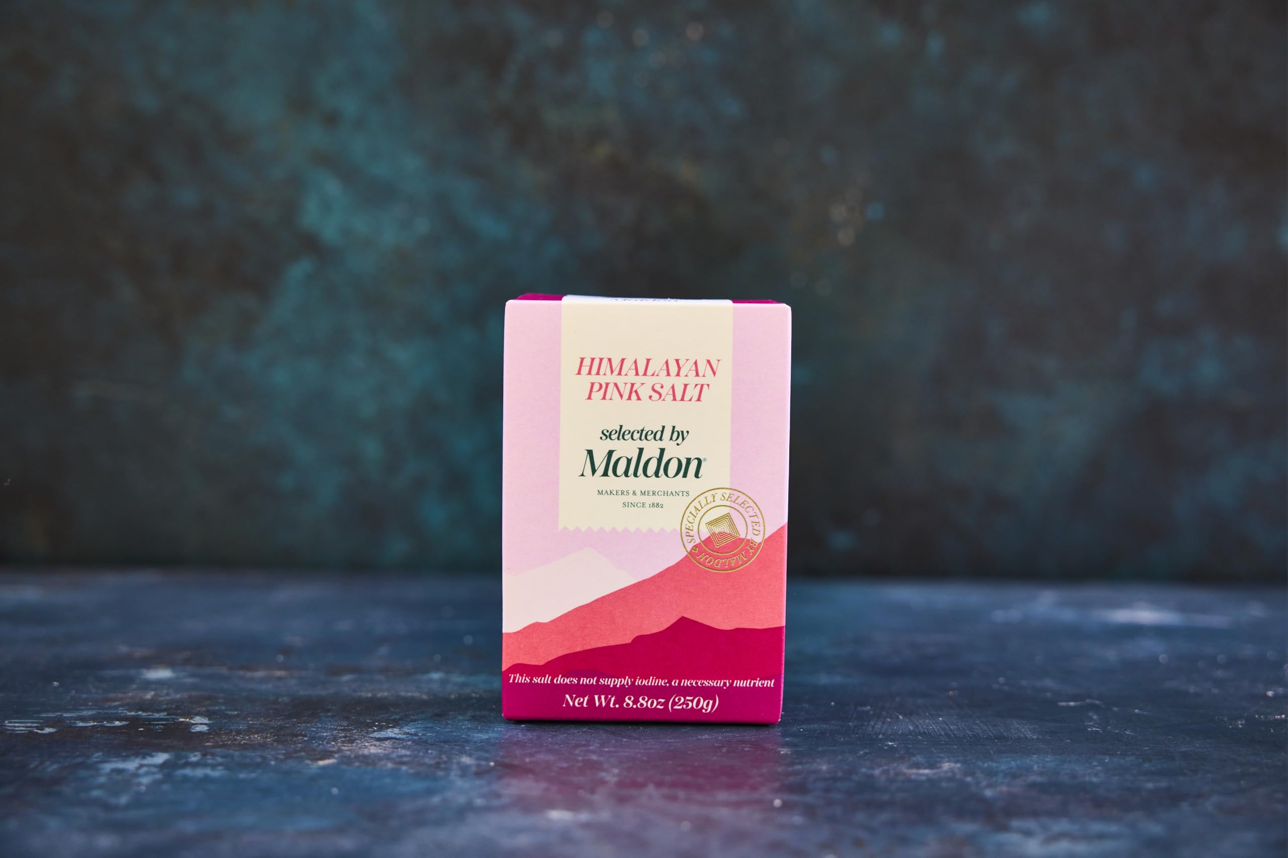 Maldon packaging with heritage label signals premium salt selection