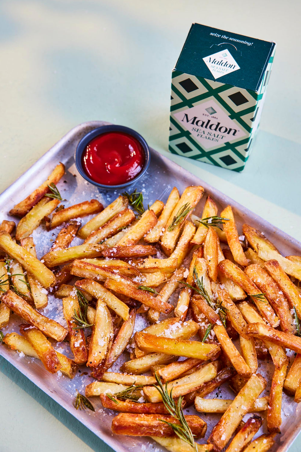 Maldon Salt Flakes soft-crunch crystals add clean mineral notes to vegetables.