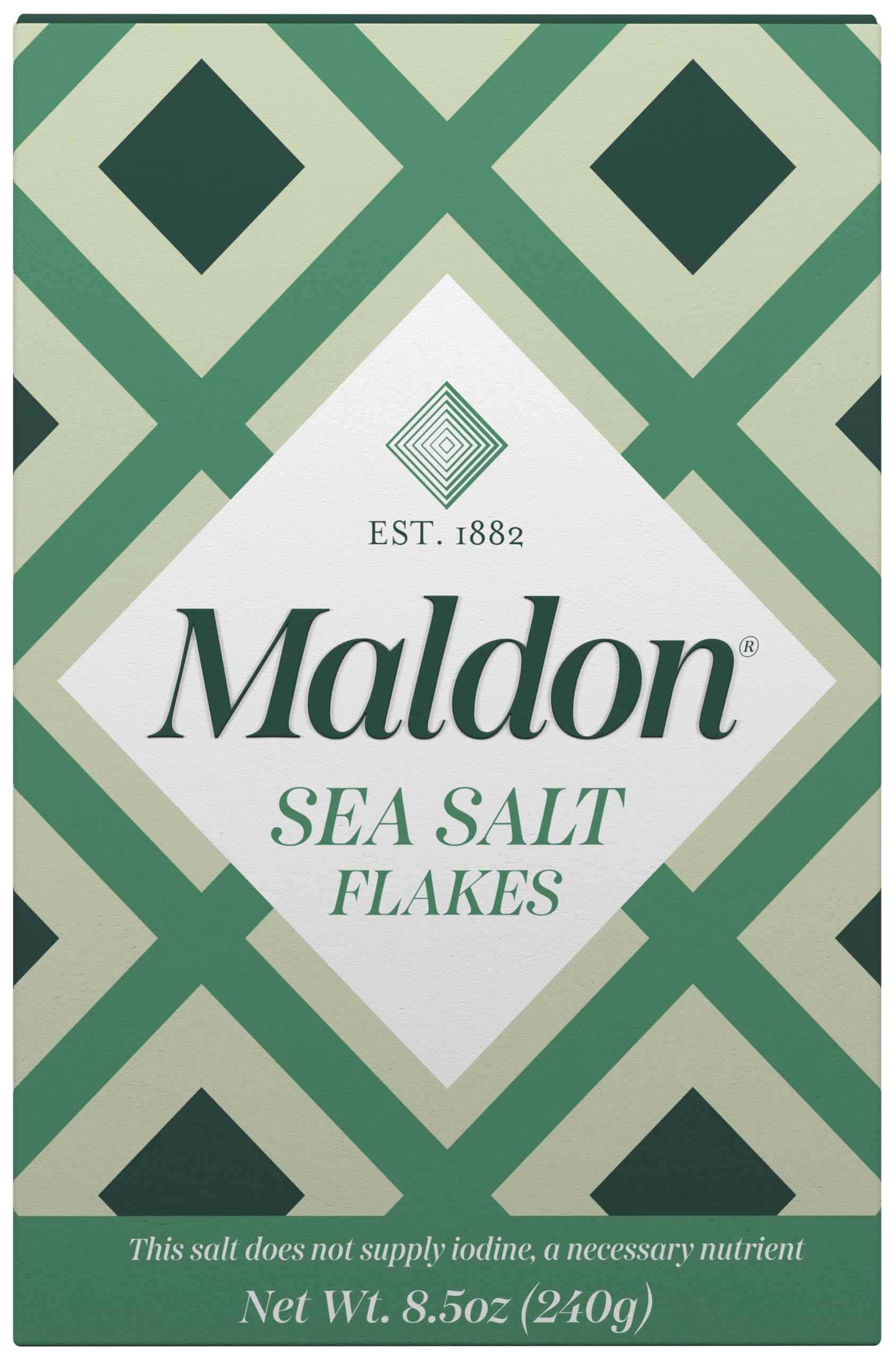 Maldon Salt Flakes packaging variation showcases premium presentation for gourmet kitchens.