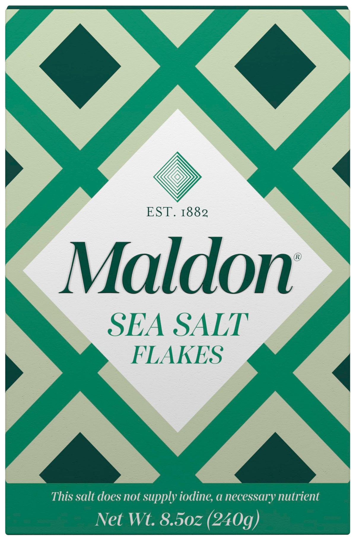 Maldon Salt Flakes packaging variation showcases premium presentation for gourmet kitchens.