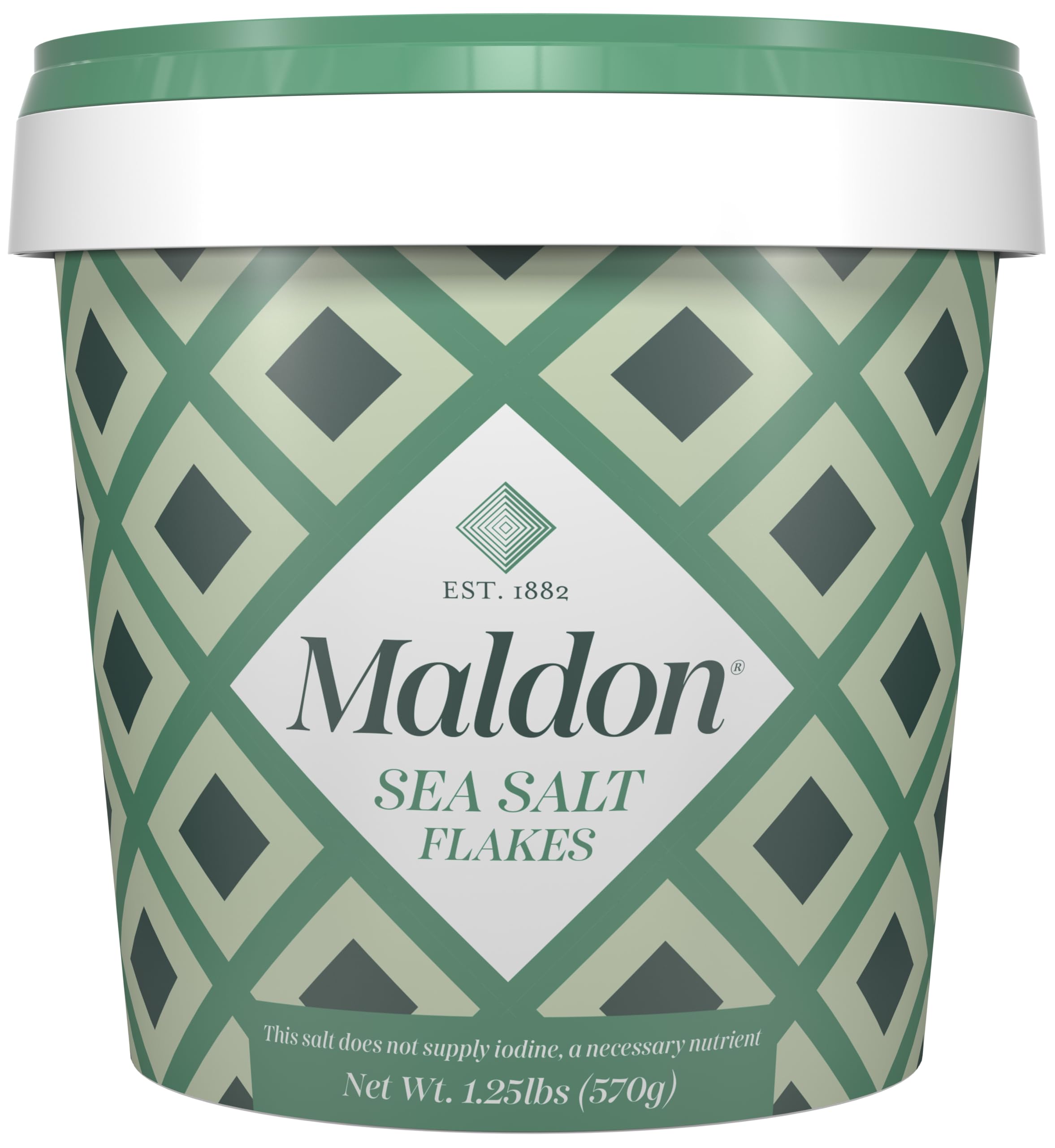 Maldon Sea Salt Flakes tub front for versatile finishing.