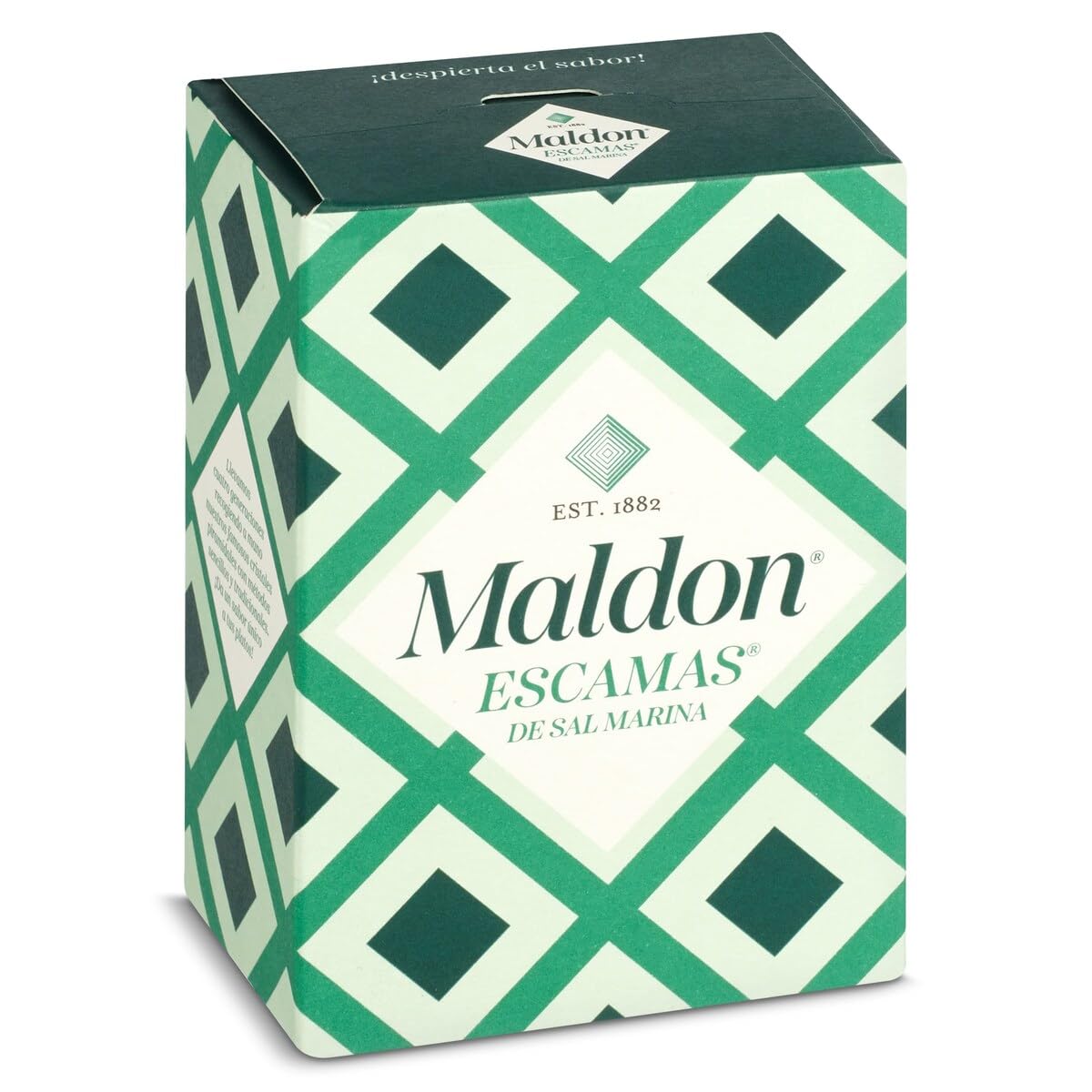 Maldon Sea Salt Flakes 125g packaging shown, ideal for finishing dishes with delicate crunch.