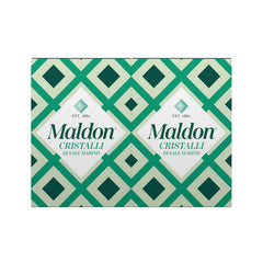 Maldon Sea Salt Flakes 125g two-pack front view shows flaky crystals for finishing dishes.