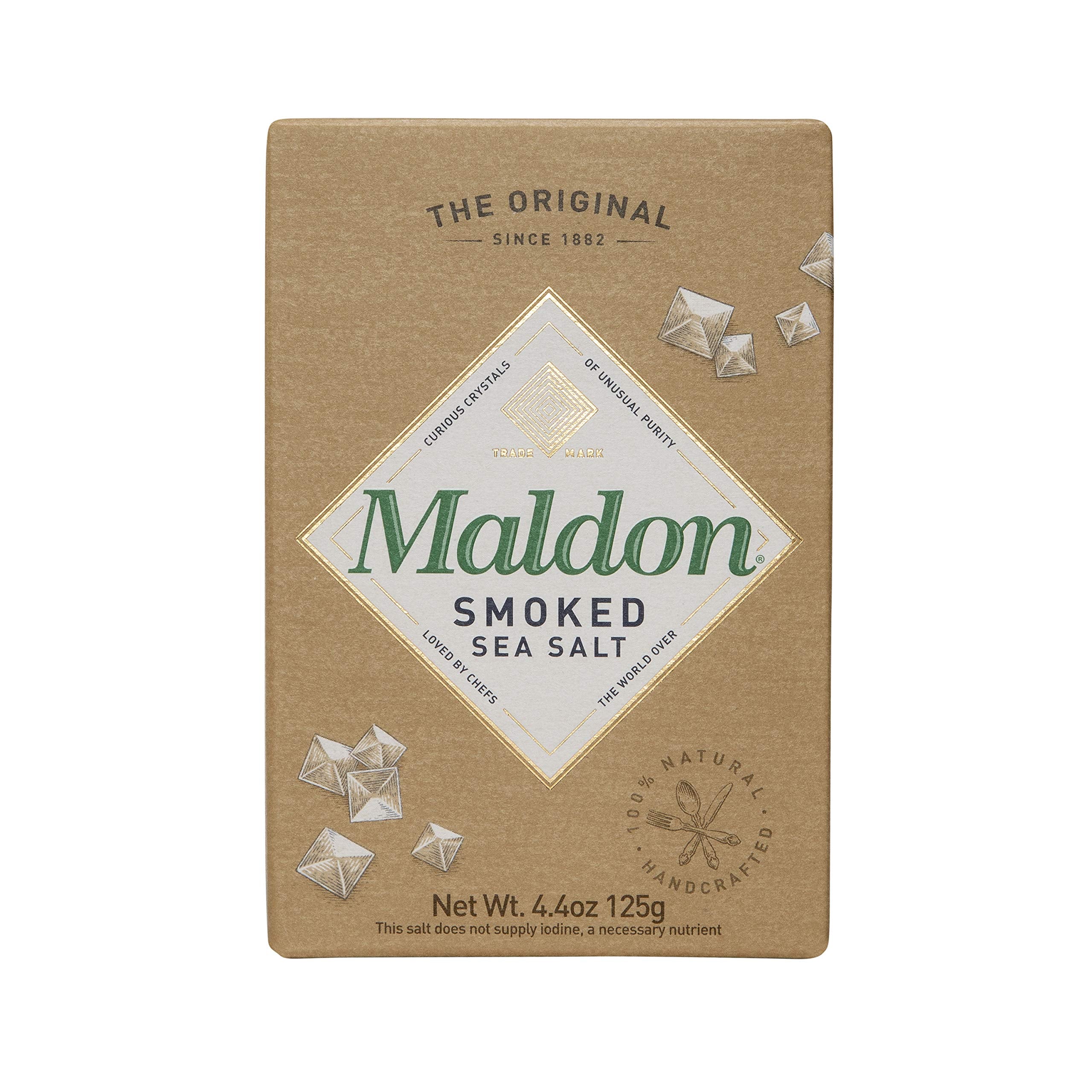 Maldon smoked sea salt bottle pour, oak-smoked finish for finishing dishes