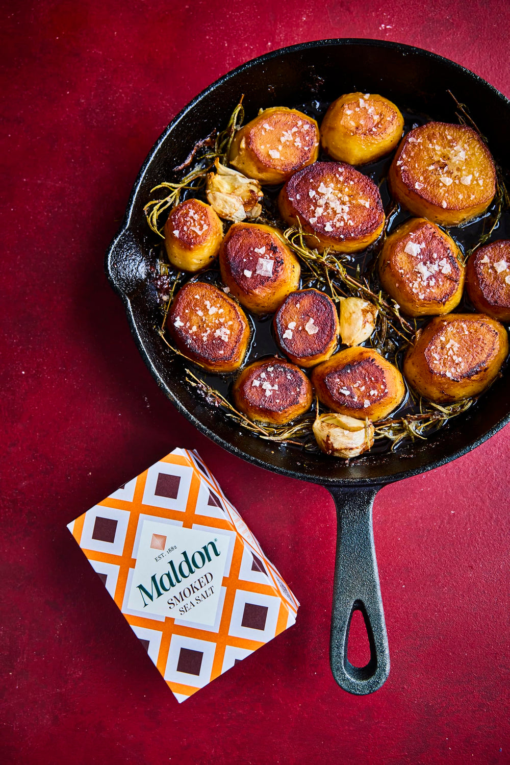 Maldon smoked sea salt flakes in a bag, elevating vegetables with gentle smokiness