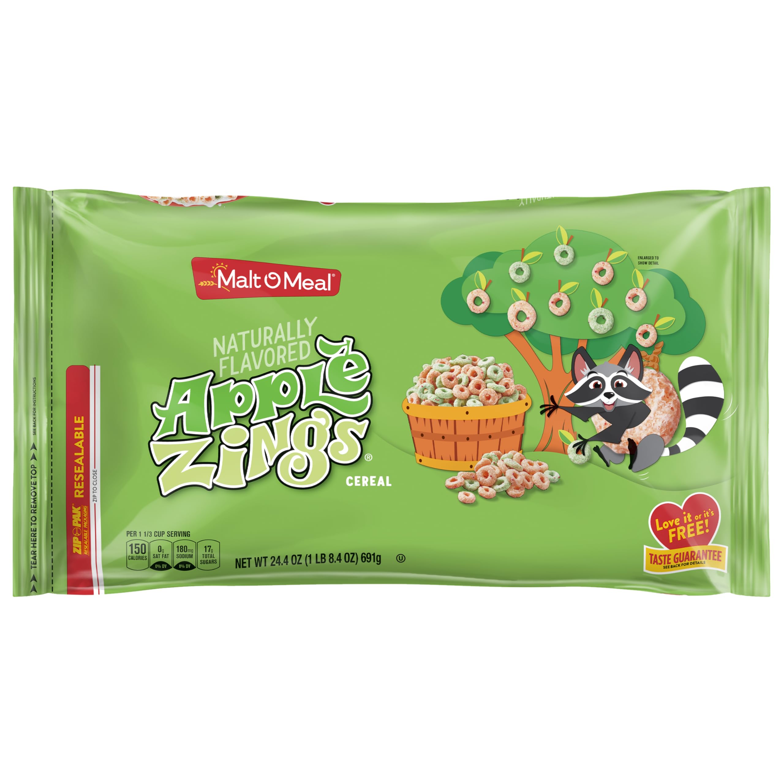 Malt-O-Meal Apple Zings bag sealed to keep freshness and flavor