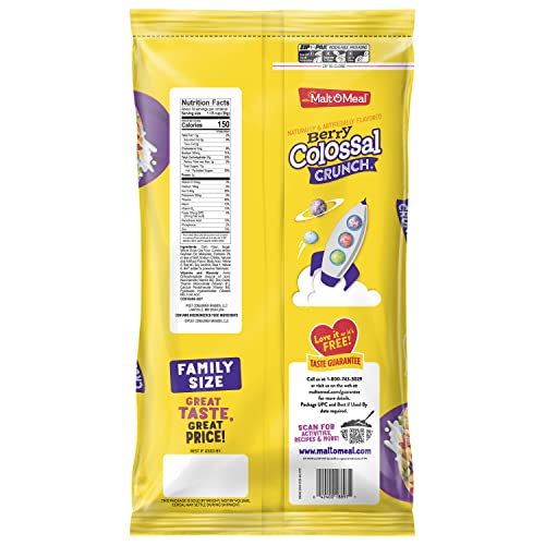 Malt-O-Meal Berry Colossal Crunch cereal bowl ready for breakfast.