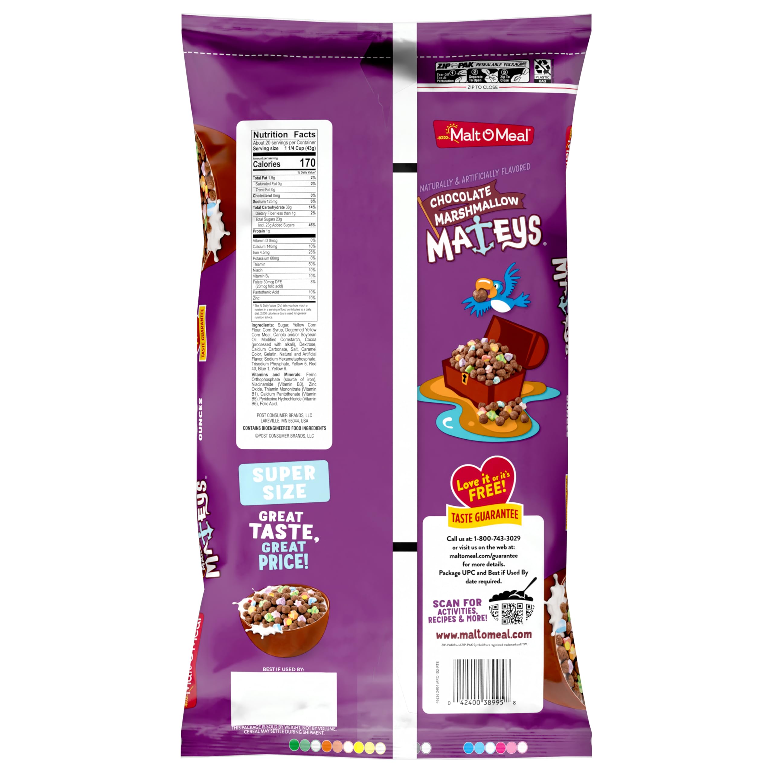 Malt-O-Meal Chocolate Marshmallow Mateys with milk, a chocolatey breakfast moment.