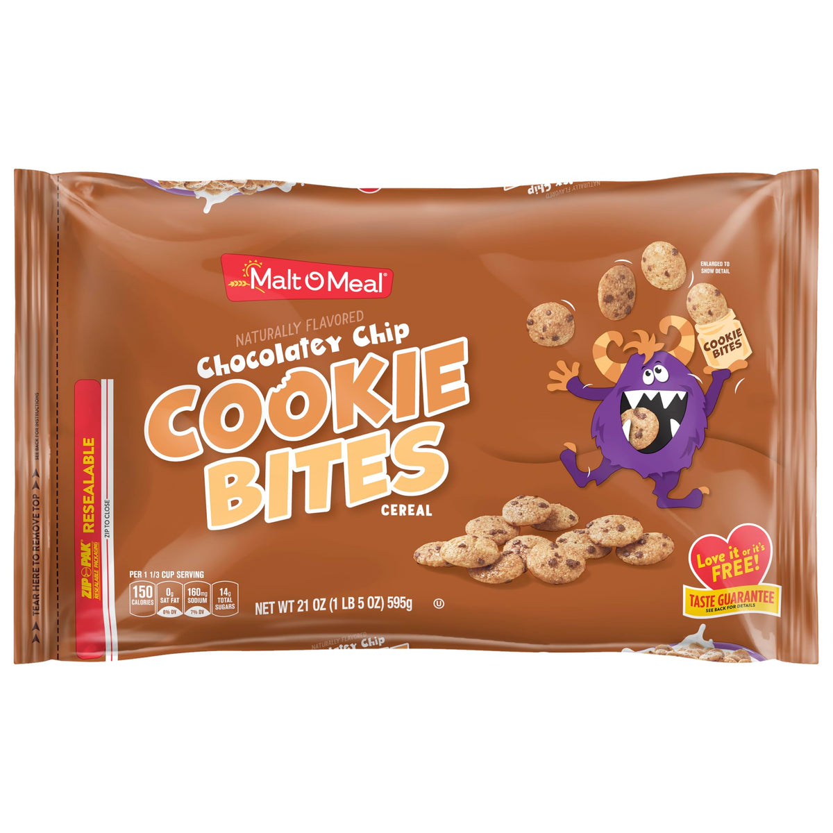 Malt-O-Meal Chocolatey Chip Cookie Bites in a bowl, a delicious breakfast option.
