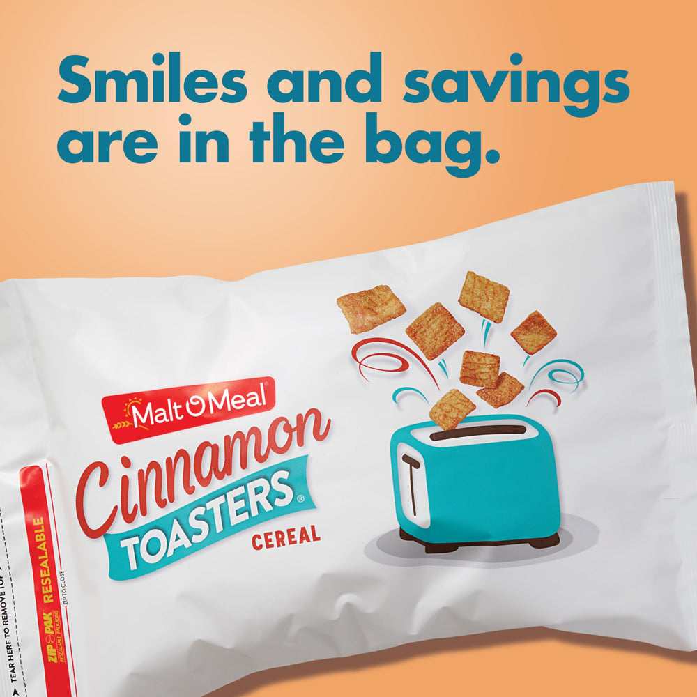 Malt-O-Meal Cinnamon Toasters bowl-serve features family enjoying breakfast or a snack.