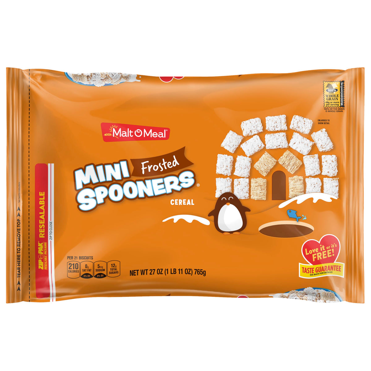 Malt-O-Meal Frosted Mini Spooners in a bowl for a crunchy breakfast.