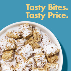 Close-up of crunchy shredded wheat texture from Malt-O-Meal Frosted Mini Spooners.