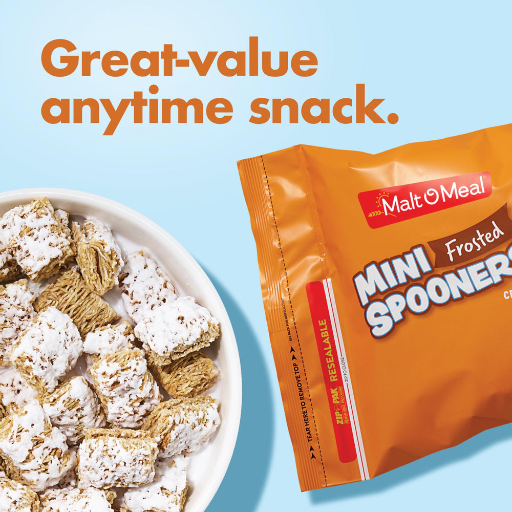Resealable Malt-O-Meal bag keeps cereal fresh between uses.